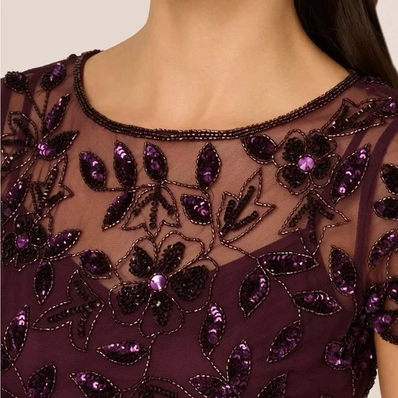 Adrianna Papell Purple Sequin Maxi Gown - Picture 2 of 9